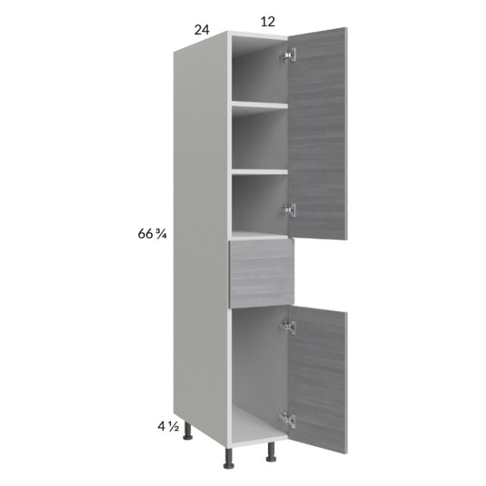 RTA Euro Grey 12" x 71-1/4" Utility Cabinet with 2 Doors, 1 Drawer, and 1 Finished End Panel