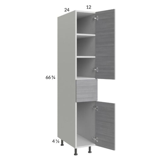 RTA Euro Grey 12" x 71-1/4" Utility Cabinet with 2 Doors, 1 Drawer, and 1 Finished End Panel