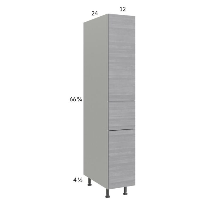 RTA Euro Grey 12" x 71-1/4" Utility Cabinet with 2 Doors, 1 Drawer, and 2 Finished End Panels