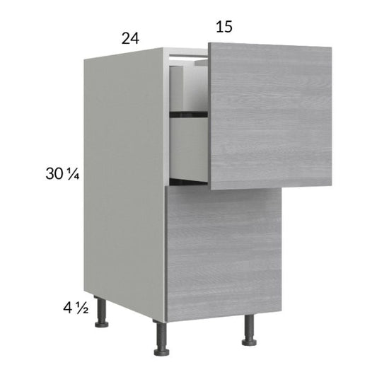 RTA Euro Grey 15" 2-Drawer Base Cabinet with 1 Inner Drawer and 2 Finished End Panels