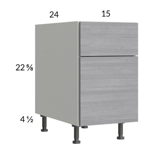 RTA Euro Grey 15" 2-Drawer Desk Base Cabinet with 1 Finished End Panel