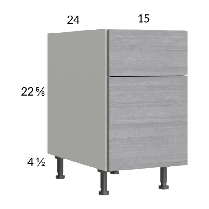 RTA Euro Grey 15" 2-Drawer Desk Base Cabinet with 2 Finished End Panels
