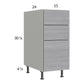 RTA Euro Grey 15" 3-Drawer Base Cabinet with 2 Finished End Panels