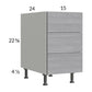 RTA Euro Grey 15" 3-Drawer Desk Base Cabinet with 1 Finished End Panel