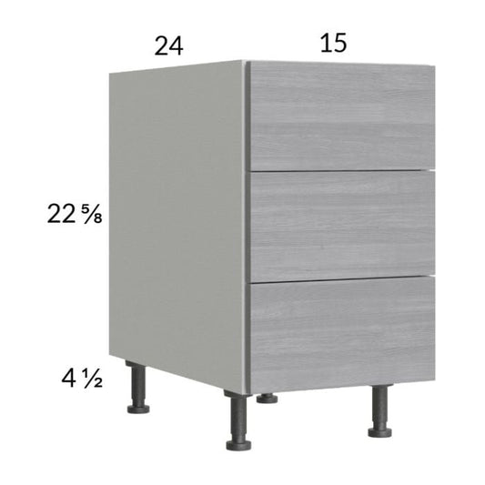 RTA Euro Grey 15" 3-Drawer Desk Base Cabinet with 2 Finished End Panels