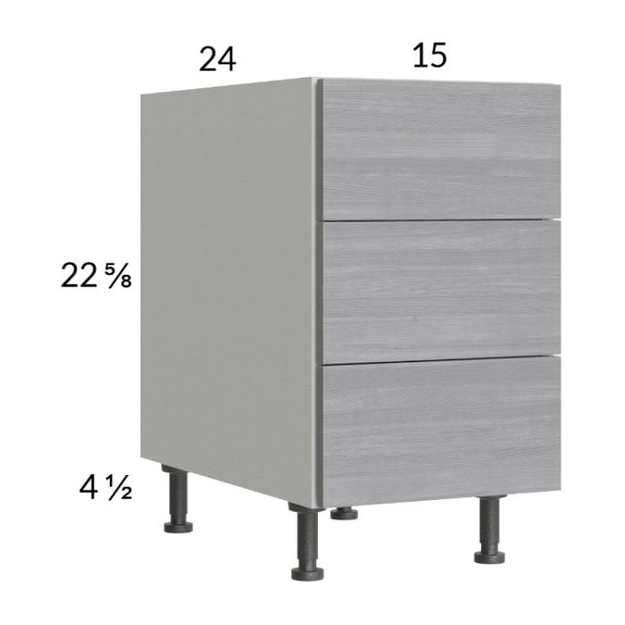 RTA Euro Grey 15" 3-Drawer Desk Base Cabinet