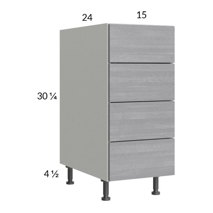 RTA Euro Grey 15" 4-Drawer Base Cabinet with 2 Finished End Panels