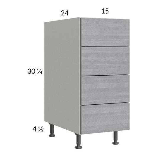 RTA Euro Grey 15" 4-Drawer Base Cabinet with 2 Finished End Panels