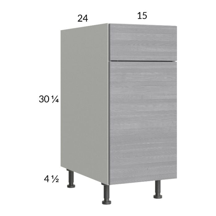 RTA Euro Grey 15" Base Cabinet with 1 Finished End Panel