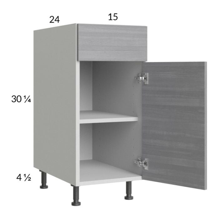 RTA Euro Grey 15" Base Cabinet with 1 Finished End Panel