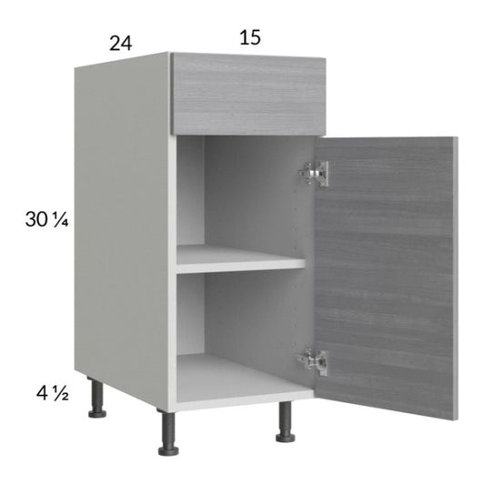 RTA Euro Grey 15" Base Cabinet with 2 Finished End Panels