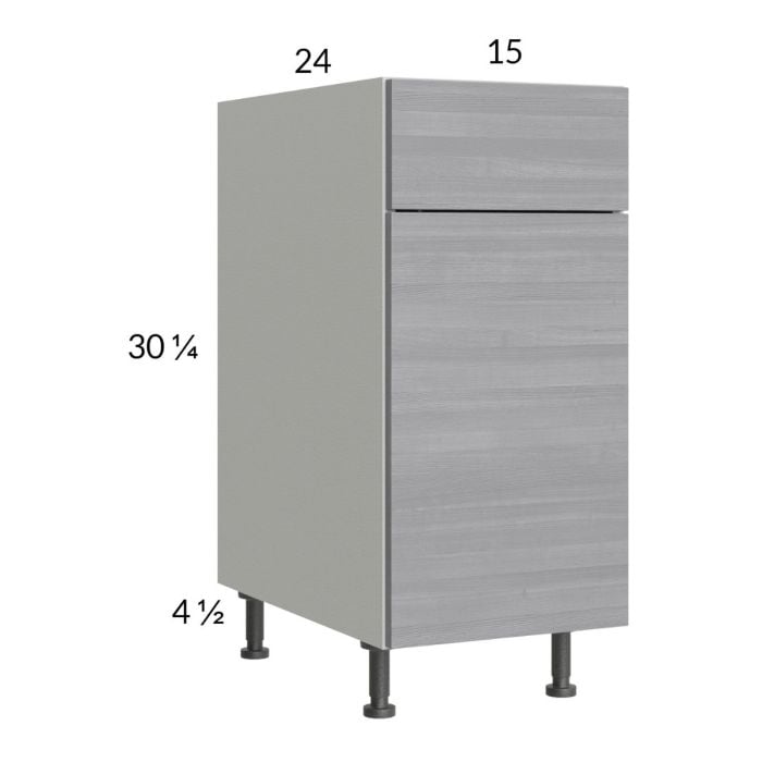 RTA Euro Grey 15" Base Cabinet with Single Trashcan Pullout