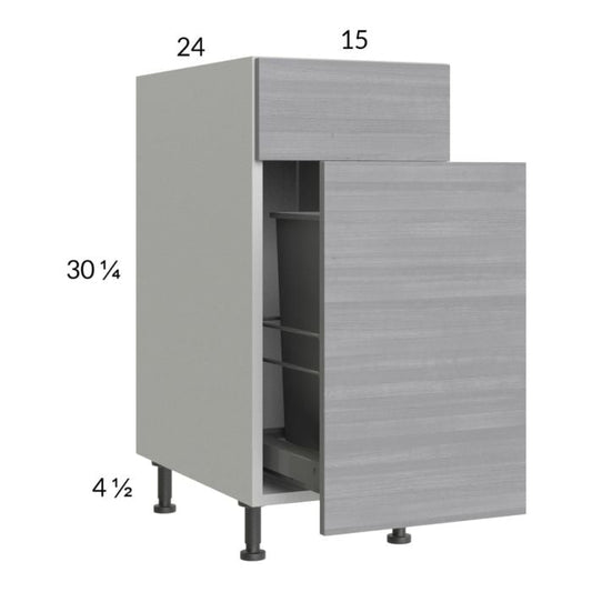RTA Euro Grey 15" Base Cabinet with Single Trashcan Pullout