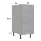 RTA Euro Grey 15" Full Height Door Base Cabinet with Single Trashcan Pullout