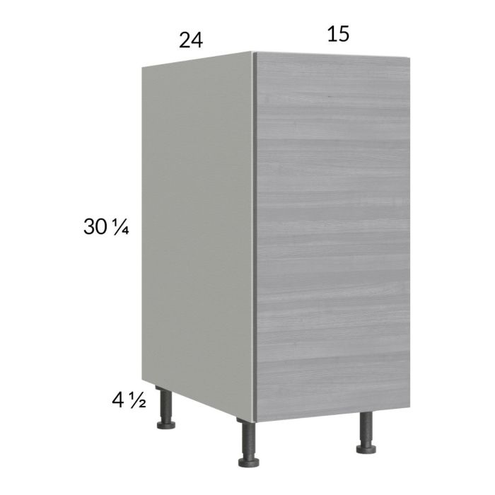 RTA Euro Grey 15" Full Height Door Base Cabinet with Single Trashcan Pullout