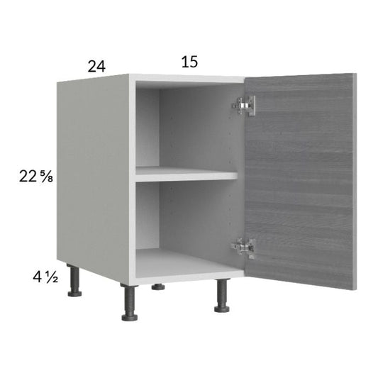 RTA Euro Grey 15" Full Height Door Desk Base Cabinet with 1 Finished End Panel