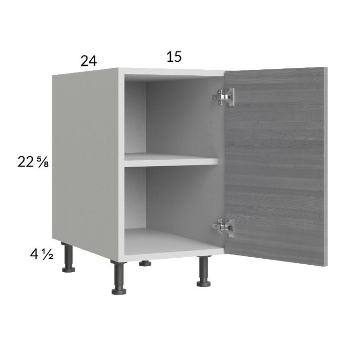 RTA Euro Grey 15" Full Height Door Desk Base Cabinet with 2 Finished End Panels