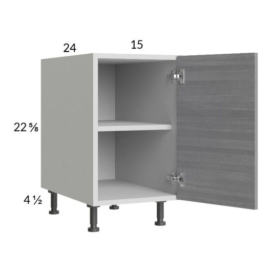 RTA Euro Grey 15" Full Height Door Desk Base Cabinet with 2 Finished End Panels