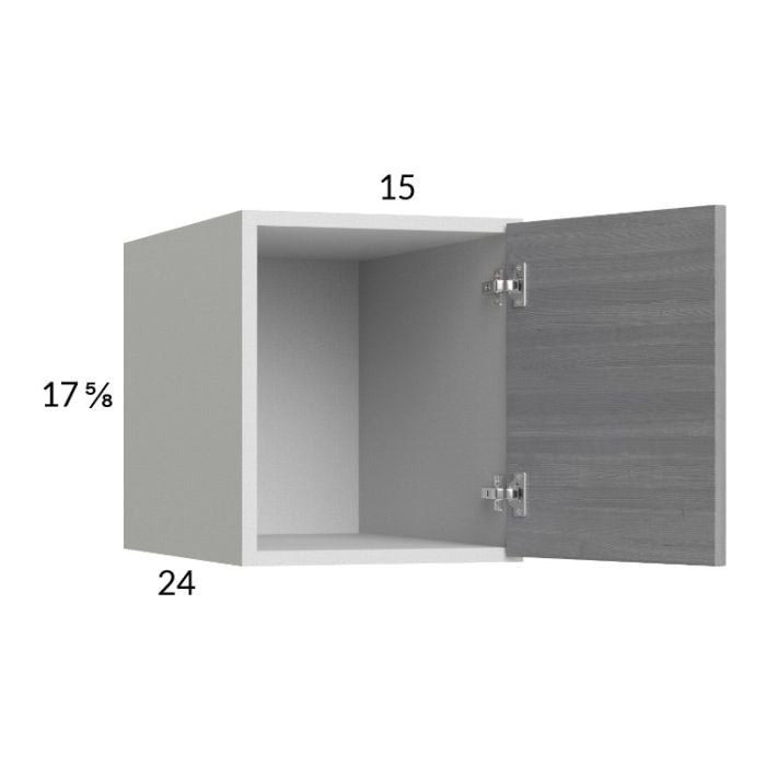RTA Euro Grey 15" x 17-5/8" x 24" Wall Cabinet with 1 Finished End Panel