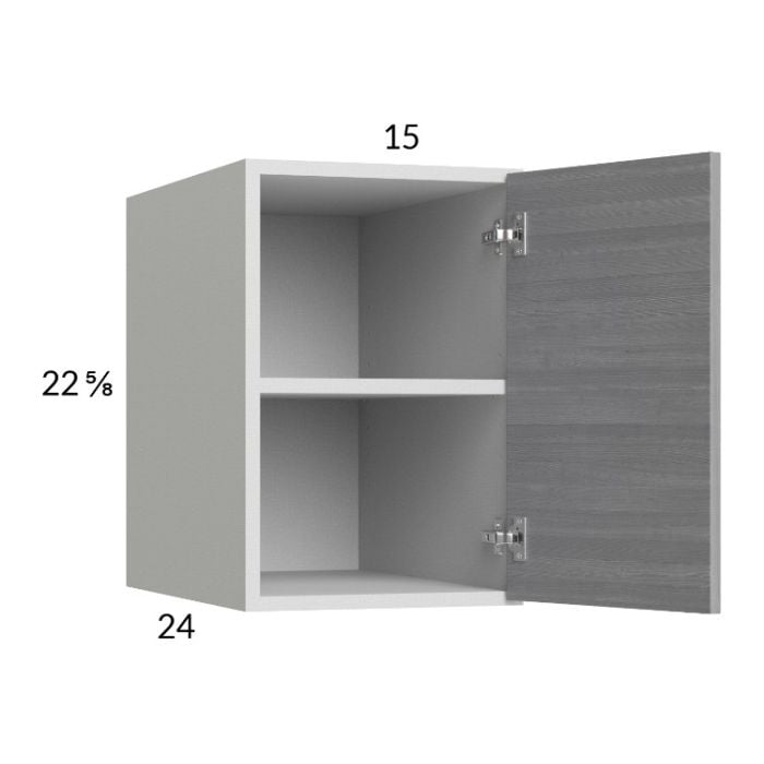 RTA Euro Grey 15" x 22-5/8" x 24" Wall Cabinet with 1 Finished End Panel