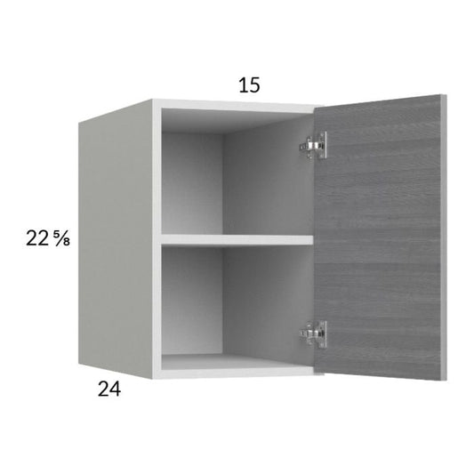 RTA Euro Grey 15" x 22-5/8" x 24" Wall Cabinet with 1 Finished End Panel