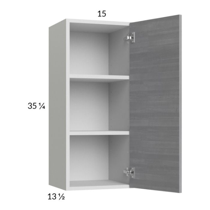 RTA Euro Grey 15" x 35-1/4" Wall Cabinet with 1 Finished End Panel