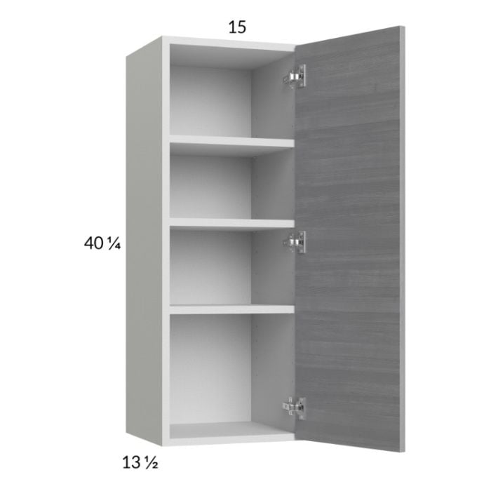 RTA Euro Grey 15" x 40-1/4" Wall Cabinet with 1 Finished End Panel