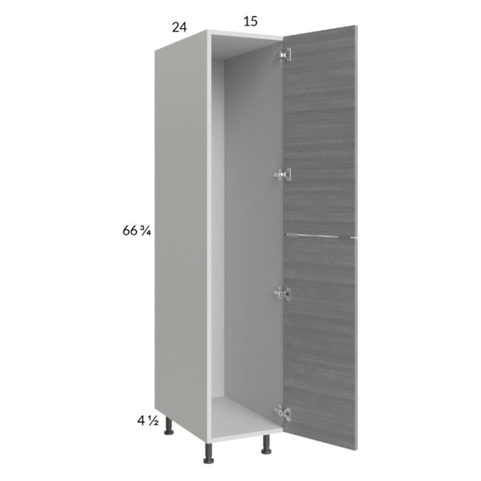 RTA Euro Grey 15" x 71-1/4" Open Utility Cabinet with 1 Door and 1 Finished End Panel