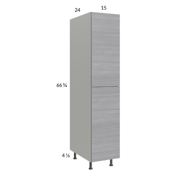 RTA Euro Grey 15" x 71-1/4" Open Utility Cabinet with 1 Door and 2 Finished End Panels