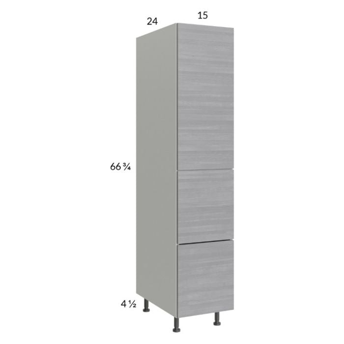 RTA Euro Grey 15" x 71-1/4" Utility Cabinet with 1 Door, 2 Drawers and 2 Finished End Panels
