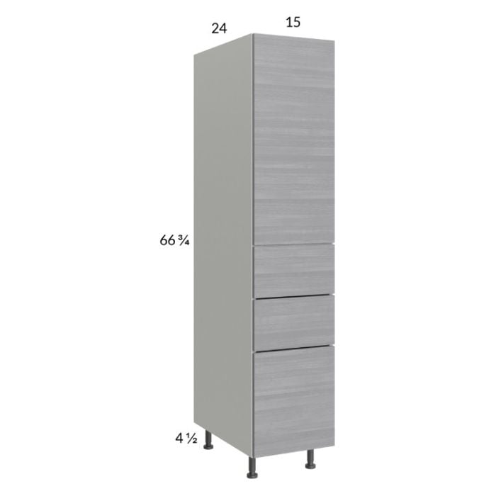 RTA Euro Grey 15" x 71-1/4" Utility Cabinet with 1 Door, 3 Drawers, and 2 Finished End Panels