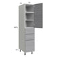 RTA Euro Grey 15" x 71-1/4" Utility Cabinet with 1 Door and 3 Drawers