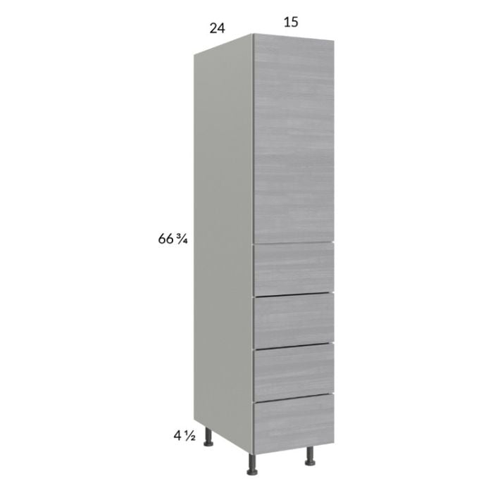RTA Euro Grey 15" x 71-1/4" Utility Cabinet with 1 Door and 4 Drawers