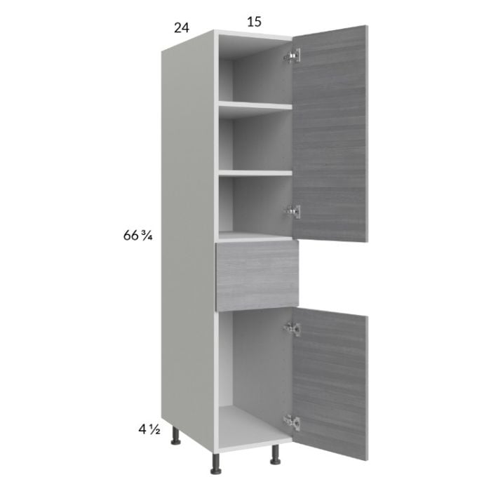 RTA Euro Grey 15" x 71-1/4" Utility Cabinet with 2 Doors, 1 Drawer, and 1 Finished End Panel