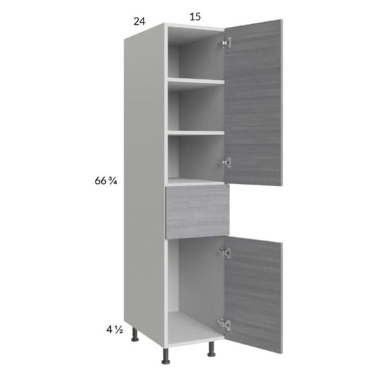 RTA Euro Grey 15" x 71-1/4" Utility Cabinet with 2 Doors, 1 Drawer, and 1 Finished End Panel
