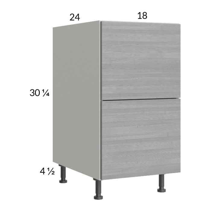 RTA Euro Grey 18" 2-Drawer Base Cabinet with 1 Inner Drawer and 1 Finished End Panel