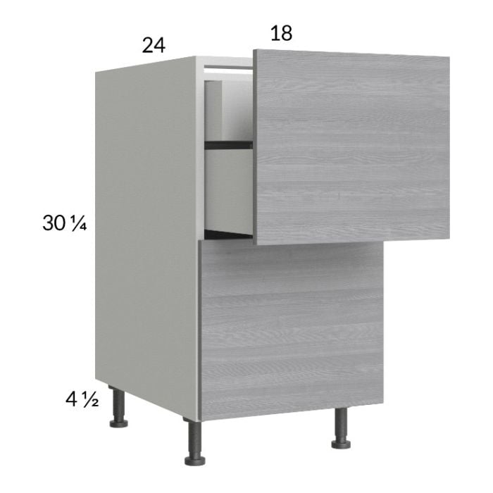 RTA Euro Grey 18" 2-Drawer Base Cabinet with 1 Inner Drawer and 2 Finished End Panels