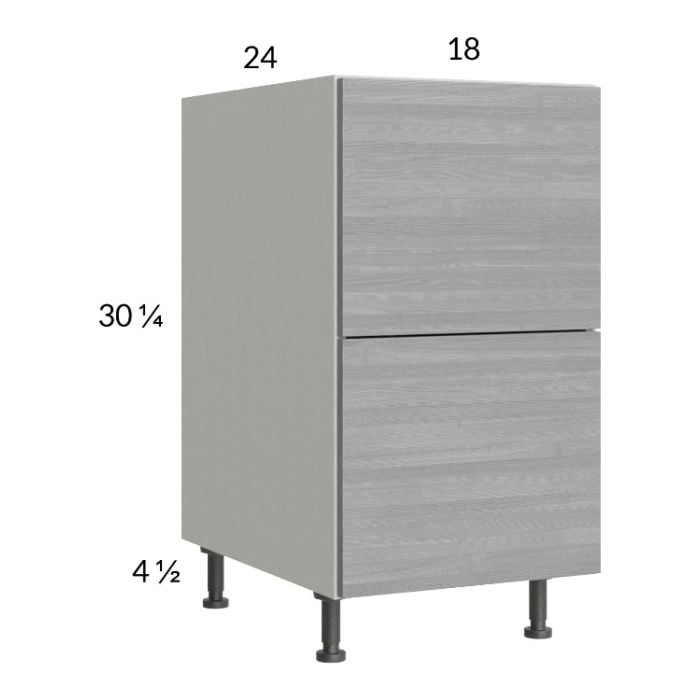 RTA Euro Grey 18" 2-Drawer Base Cabinet with 2 Finished End Panels