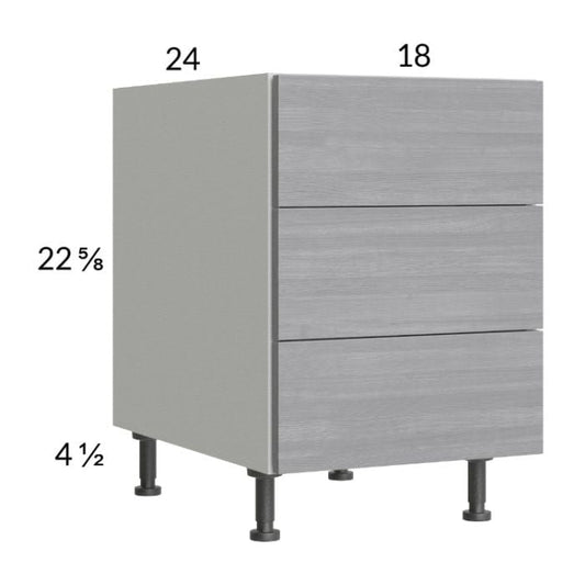 RTA Euro Grey 18" 3-Drawer Desk Base Cabinet with 1 Finished End Panel