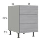 RTA Euro Grey 18" 3-Drawer Desk Base Cabinet with 2 Finished End Panels
