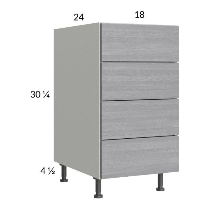 RTA Euro Grey 18" 4-Drawer Base Cabinet with 1 Finished End Panel