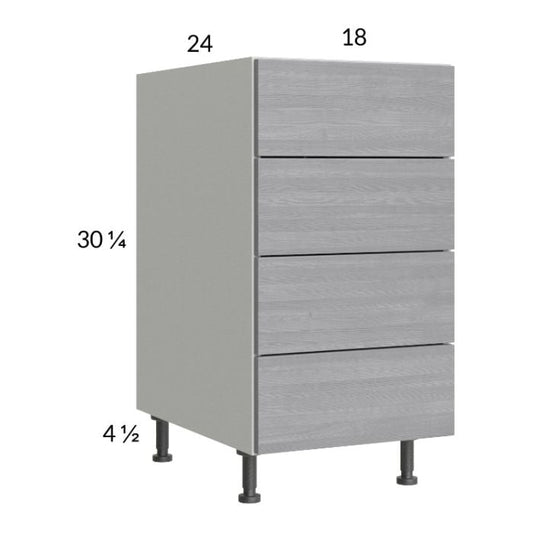 RTA Euro Grey 18" 4-Drawer Base Cabinet with 1 Finished End Panel