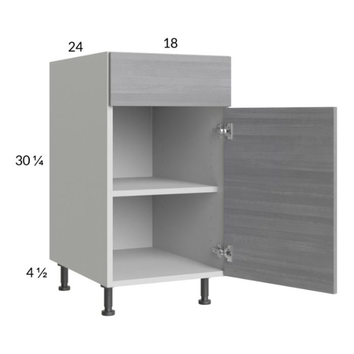 RTA Euro Grey 18" Base Cabinet with 2 Finished End Panels