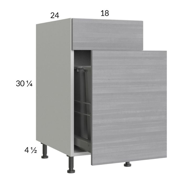 RTA Euro Grey 18" Base Cabinet with Double Trashcan Pullout