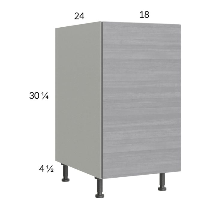RTA Euro Grey 18" Full Height Door Base Cabinet with Double Trashcan Pullout