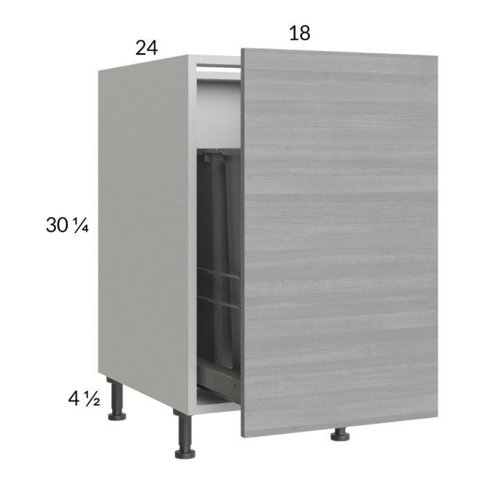 RTA Euro Grey 18" Full Height Door Base Cabinet with Double Trashcan Pullout