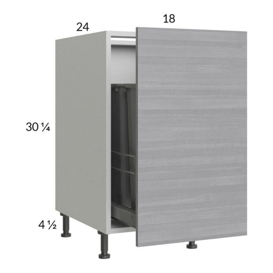 RTA Euro Grey 18" Full Height Door Base Cabinet with Double Trashcan Pullout