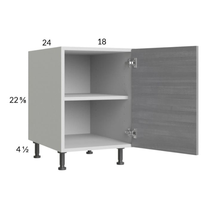 RTA Euro Grey 18" Full Height Door Desk Base Cabinet with 1 Finished End Panel