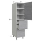 RTA Euro Grey 18" x 71-1/4" Utility Cabinet with 1 Door, 2 Drawers, 1 Inner Drawer, and 1 Finished End Panel