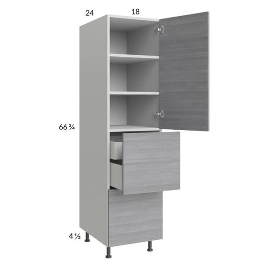 RTA Euro Grey 18" x 71-1/4" Utility Cabinet with 1 Door, 2 Drawers and 1 Inner Drawer